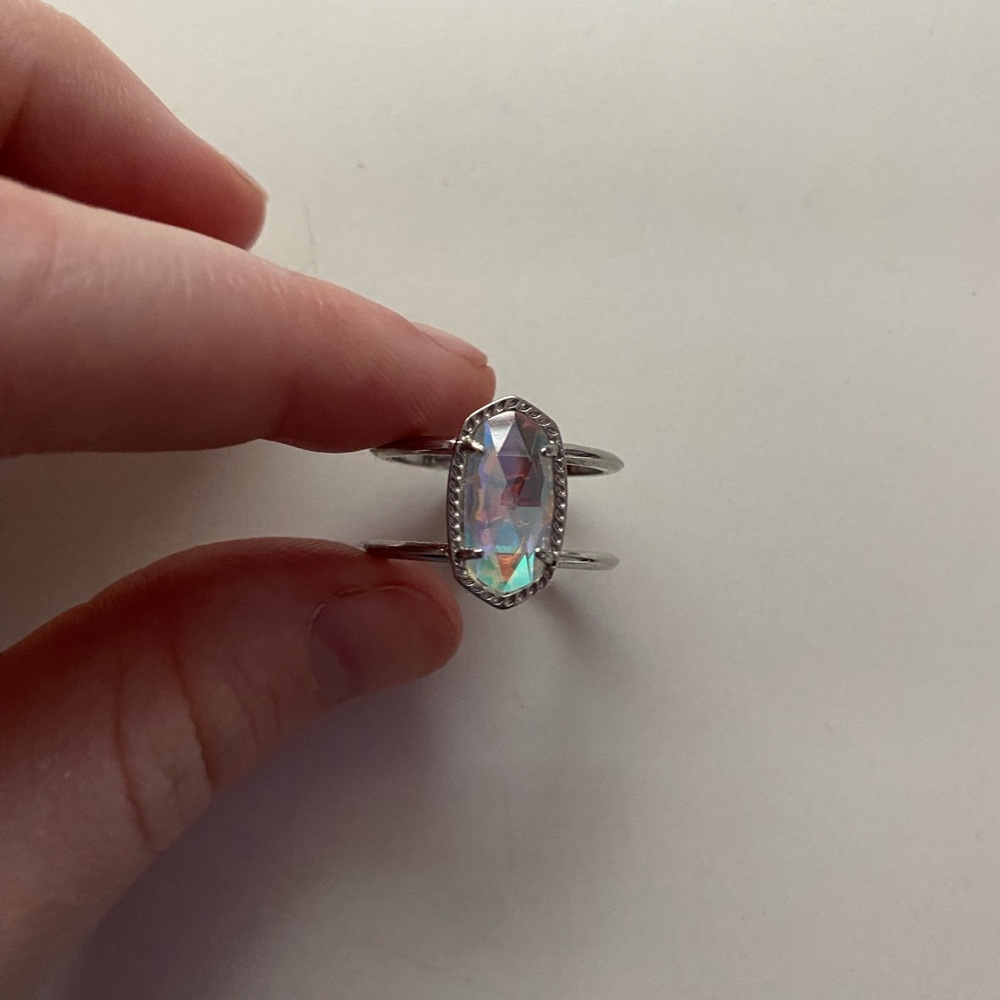 Kendra Scott Rhodium Dichroic Glass Elyse Ring